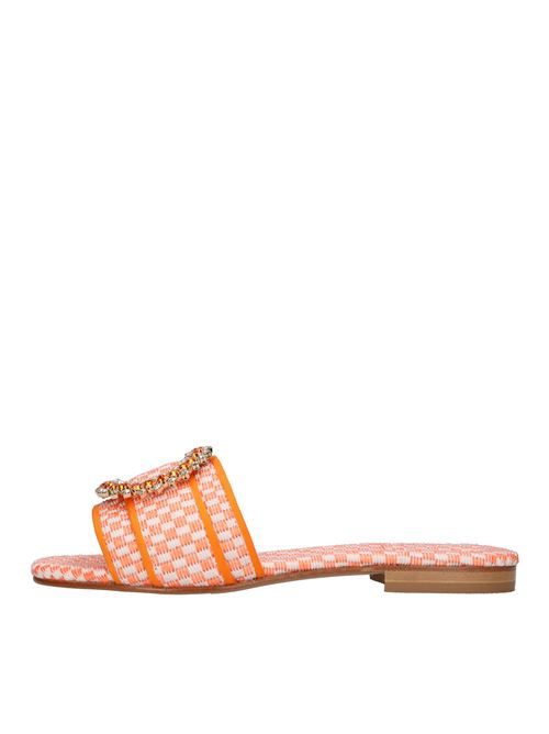 Mules in rafia e tessuto EMANUELA CARUSO | R02/AT10RAFIAQUADRARANCIO-BIANCO